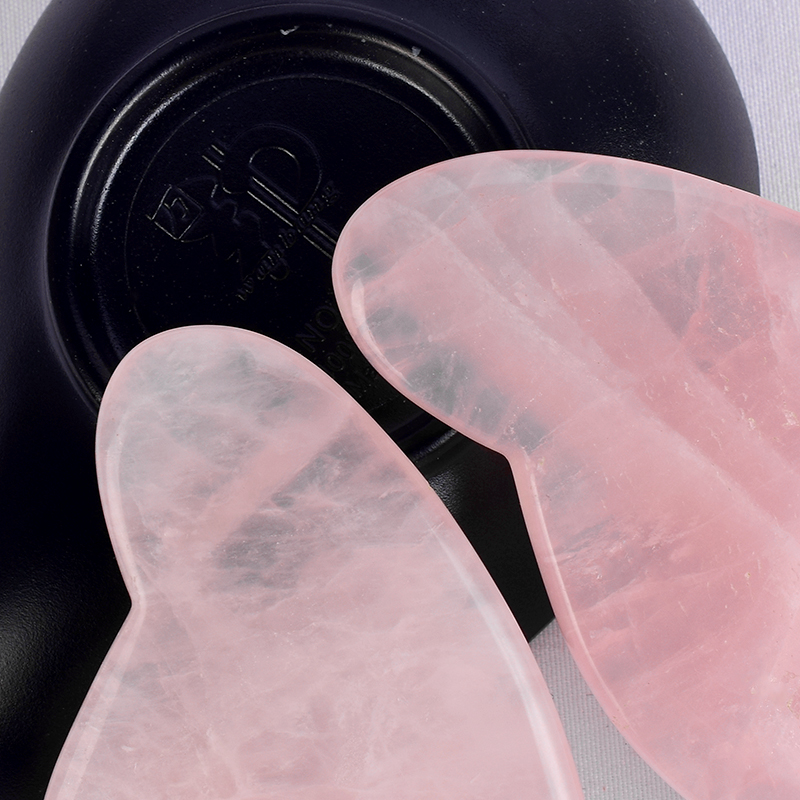 Ear-Shaped Rose Quartz Gua Sha Scraping Gua Sha Board for SPA Acupuncture Treatment, Reducing Neck and Muscle Pain