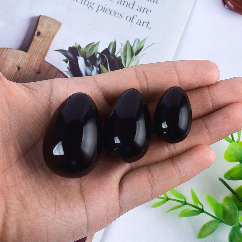Undrilled Black Obsidian Yoni Eggs Massage Jade egg to Train Pelvic Muscles Kegel Exercise