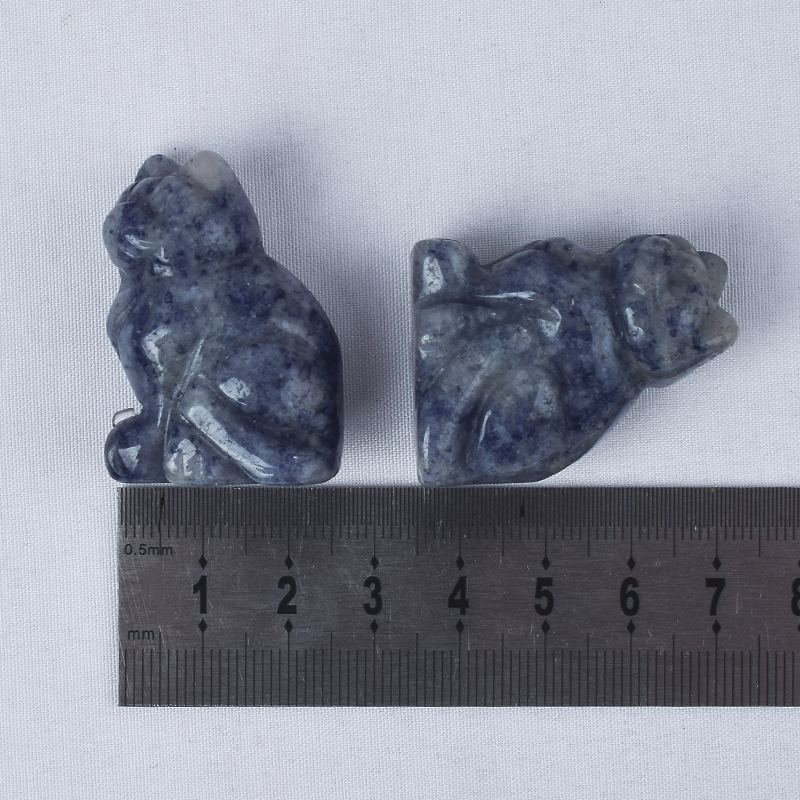  Hand Carved Natural Blue Aventurine Crystal Small Cat Figurines Gemstone Craft