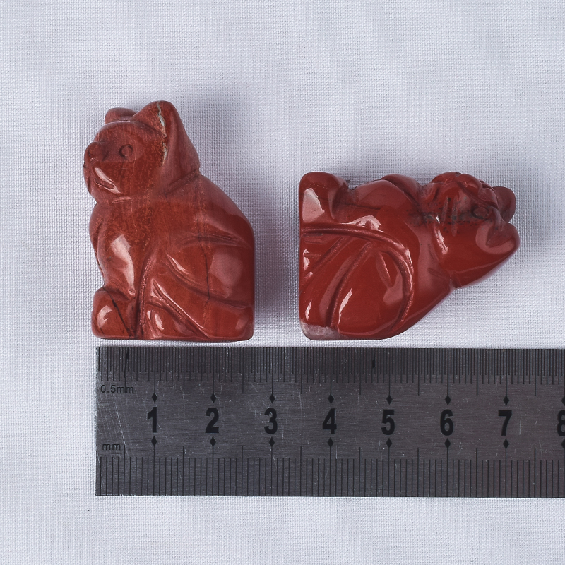  Hand Carved Natural Red Jasper Stone Crystal Small Cat Figurines Gemstone Craft